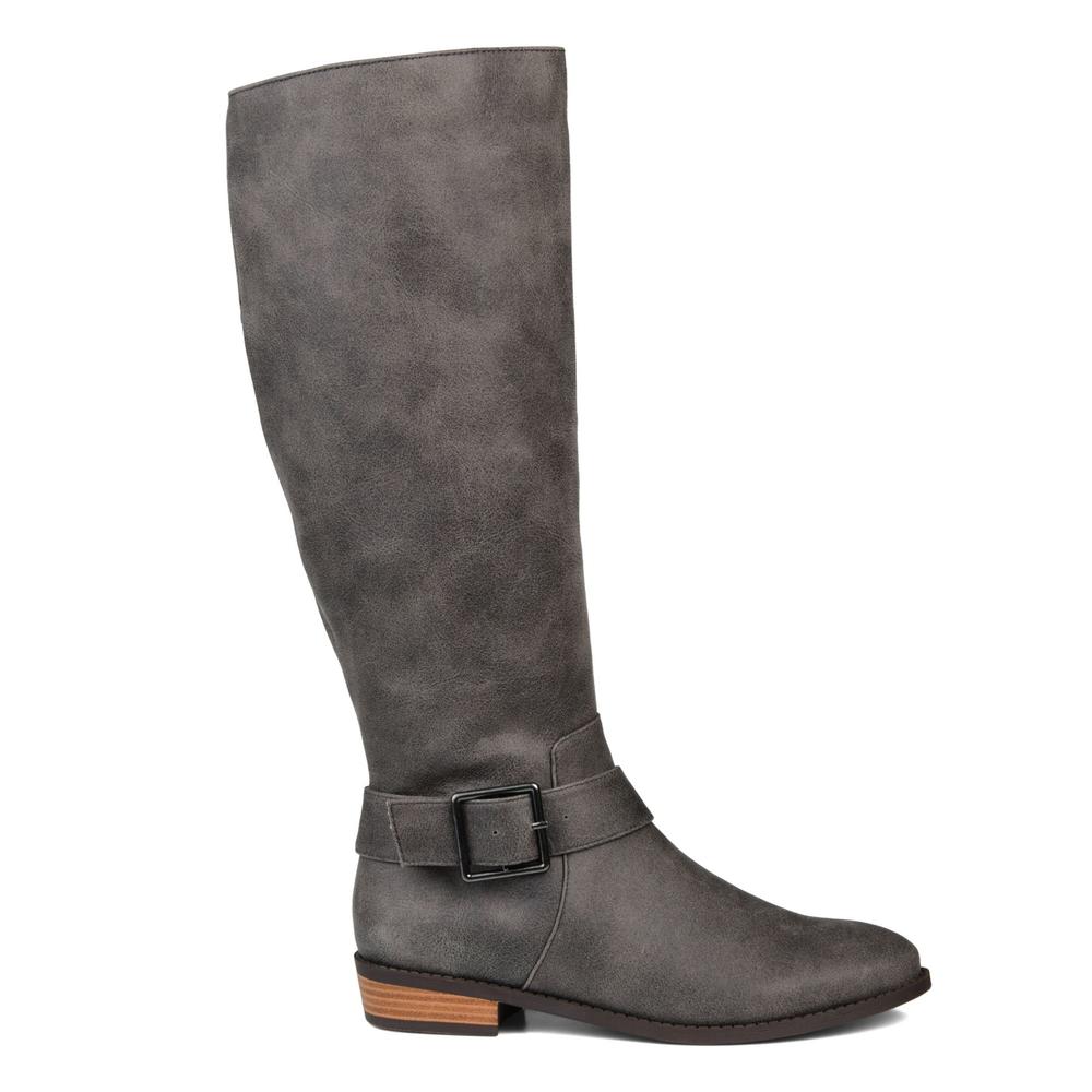 JOURNEE COLLECTION Womens Gray Wide Calf Winona Almond Riding Boot 6.5 XWC