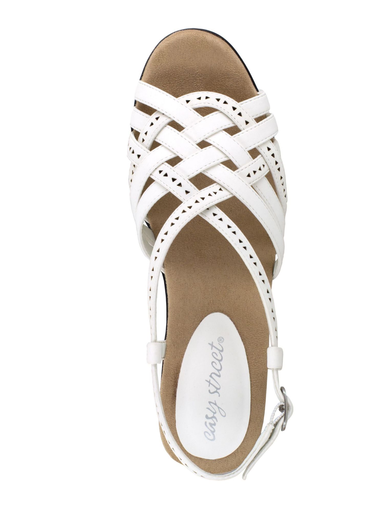EASY STREET Womens White Woven Adjustable Strappy Jackson Block Heel Sandals 8 M
