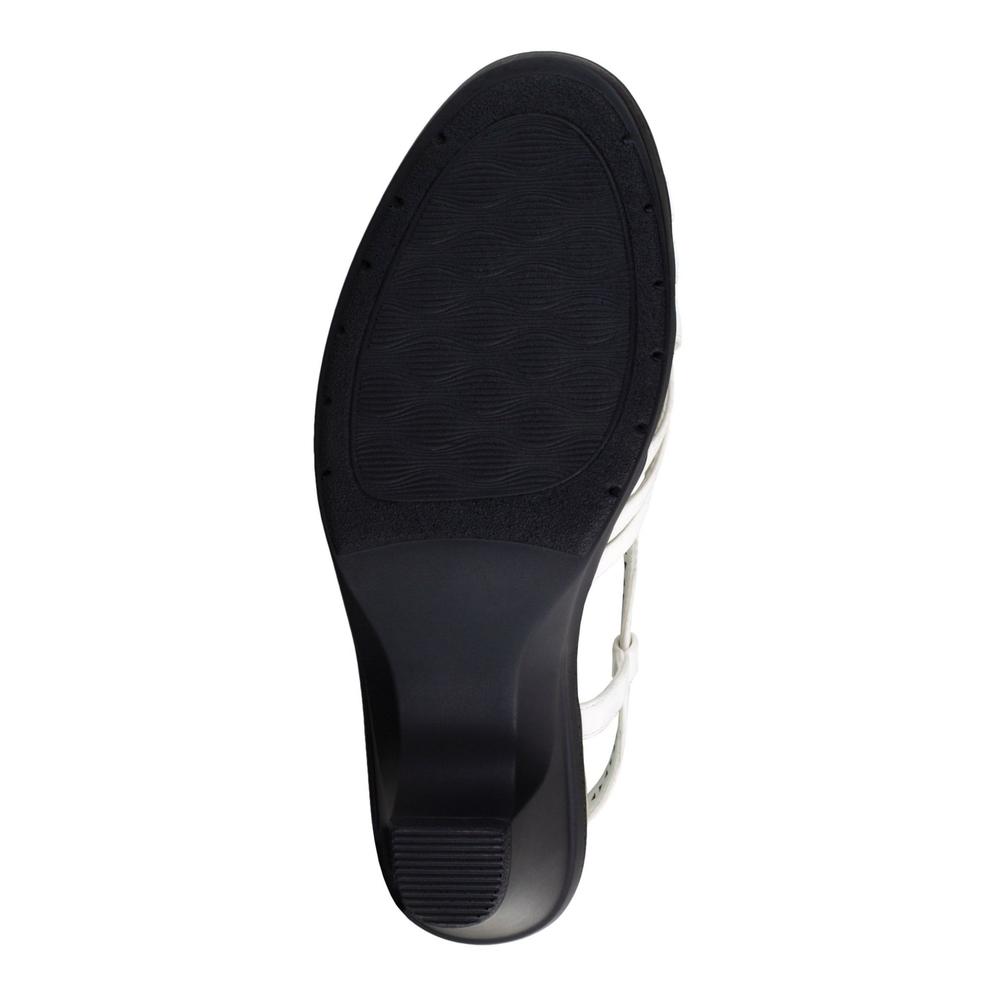 EASY STREET Womens White Woven Adjustable Strappy Jackson Block Heel Sandals 8 M