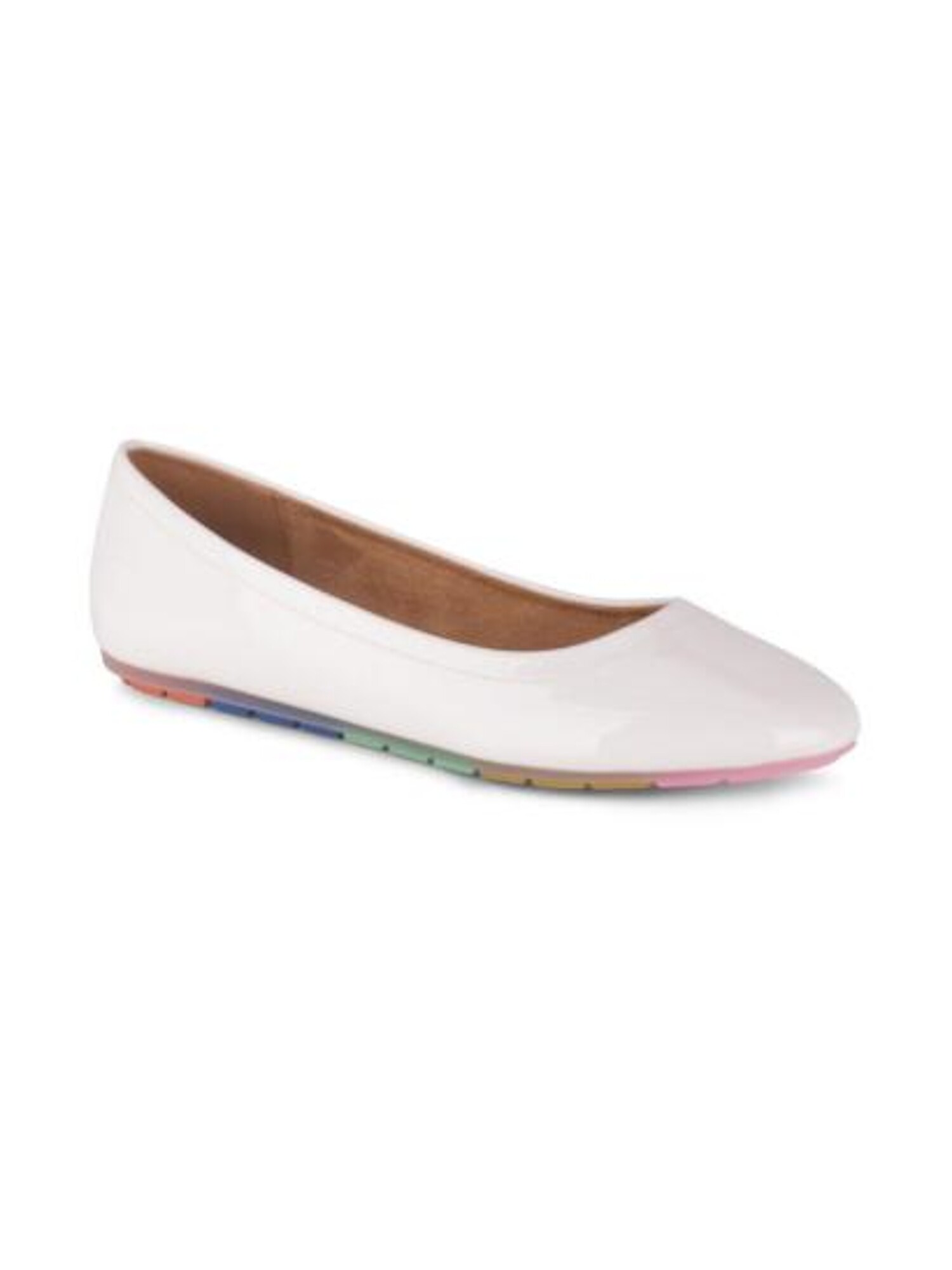WANTED Womens White Rainbow Sole Padded Marlo Round Toe Slip On Ballet Flats 7