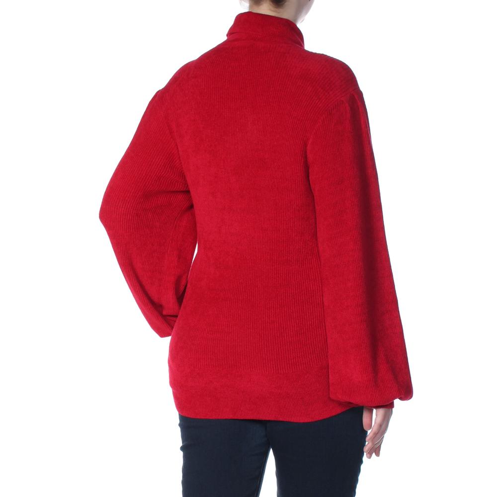 DKNY Womens Red Chenille Long Sleeve Turtle Neck Top XL