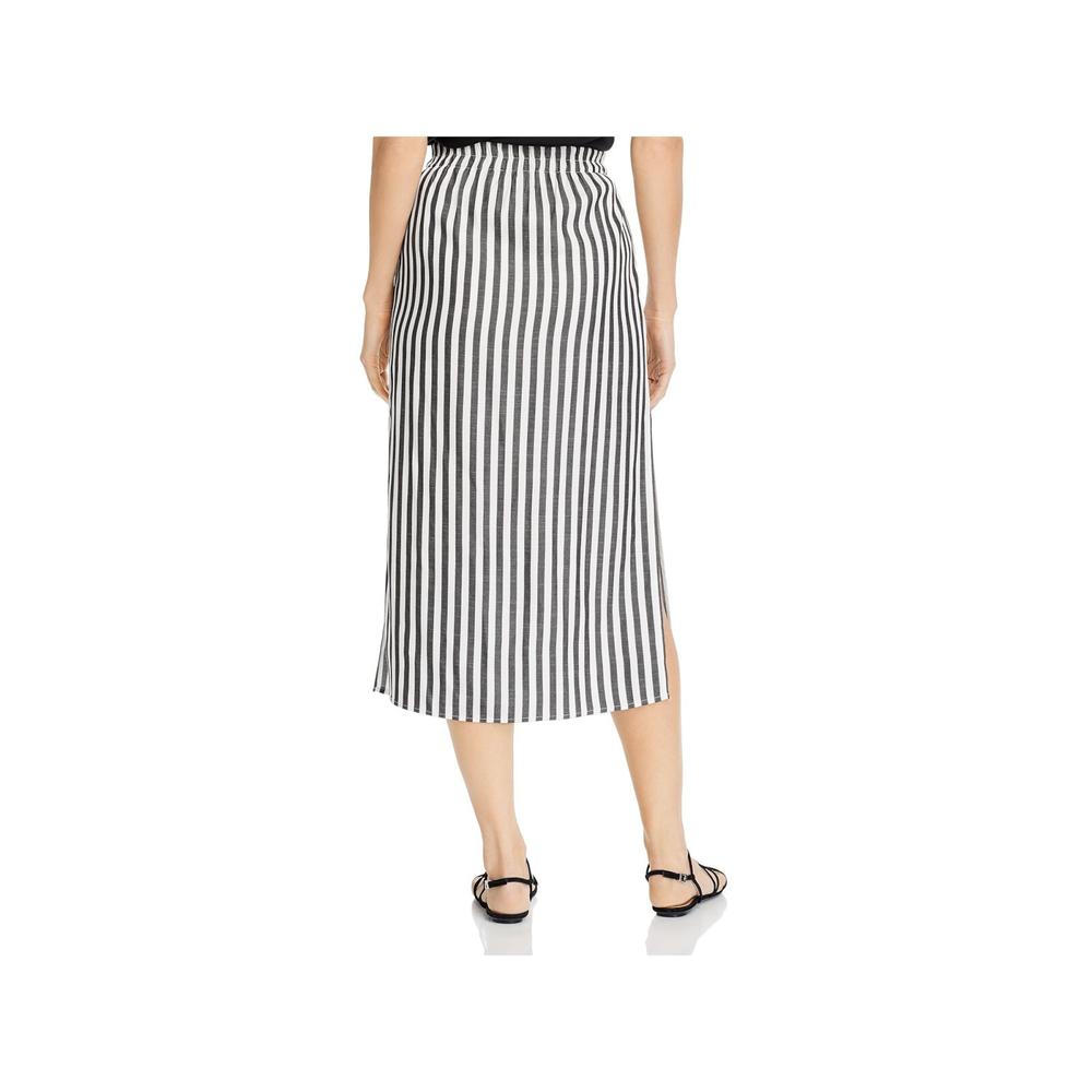 CUPCAKES AND CASHMERE Womens Black Stretch Pocketed Button-down Striped Midi Skirt 8