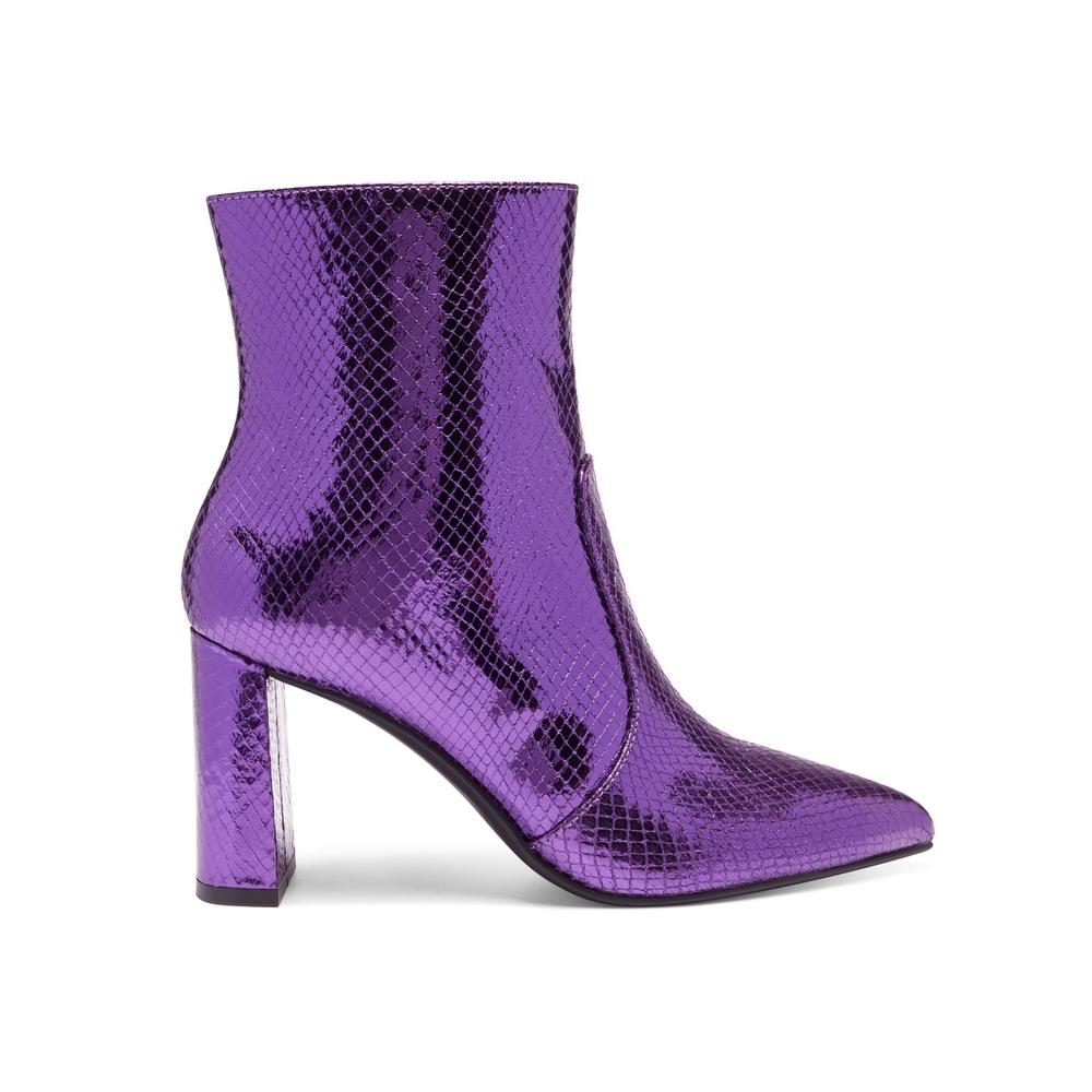International Concepts INC Womens Purple ScalePattern Memory Foam Booties Toe Block Heel Booties 6.5 M