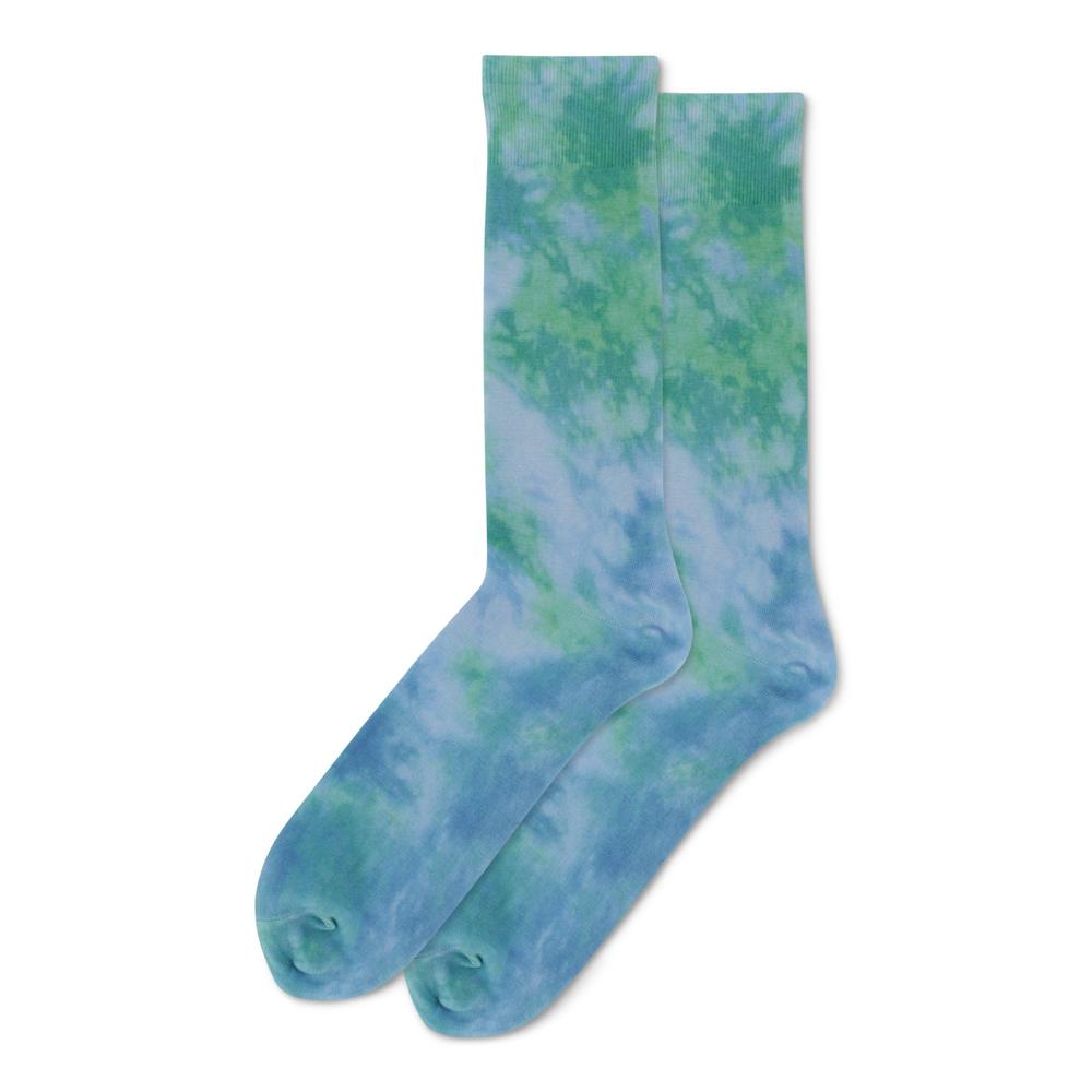 HOT SOX Mens Blue Tie Dye Arch Support Seamless Casual Crew Socks 6-12.5