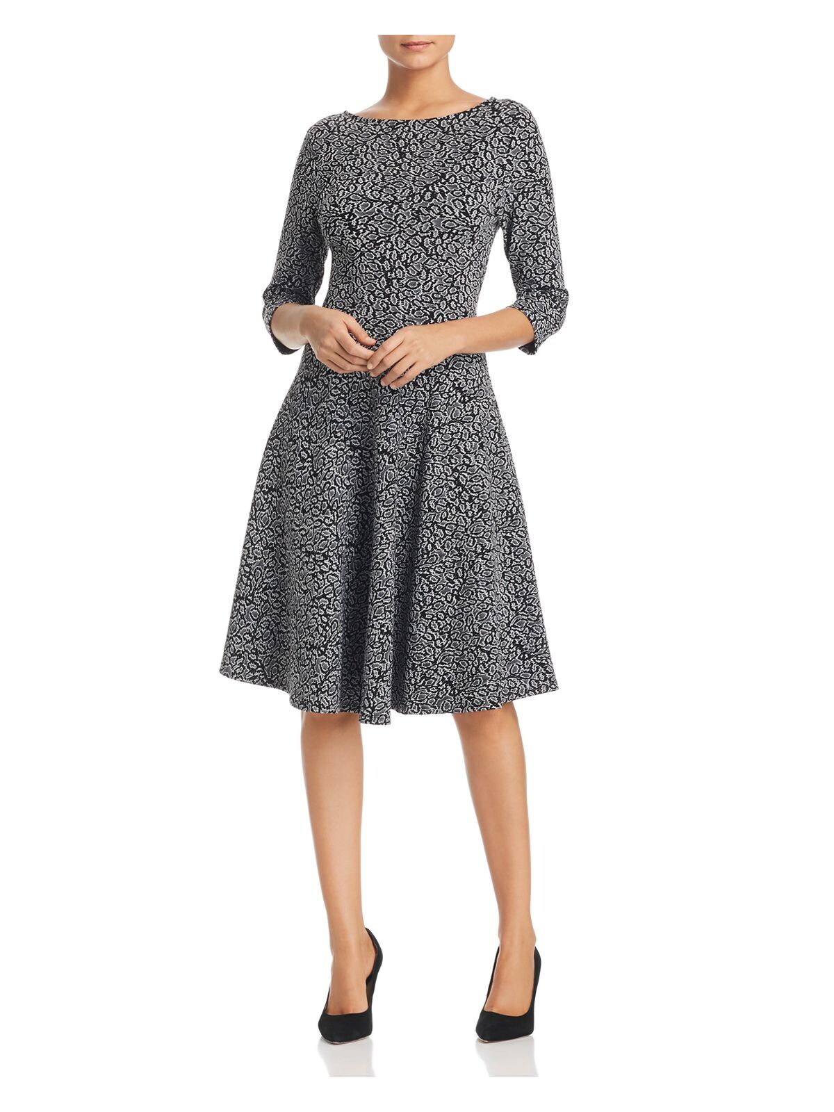 slim fit dress slacks Leota Women's Long Sleeve Perfect Wrap Midi Dress in Graphic Gardenia main image 0