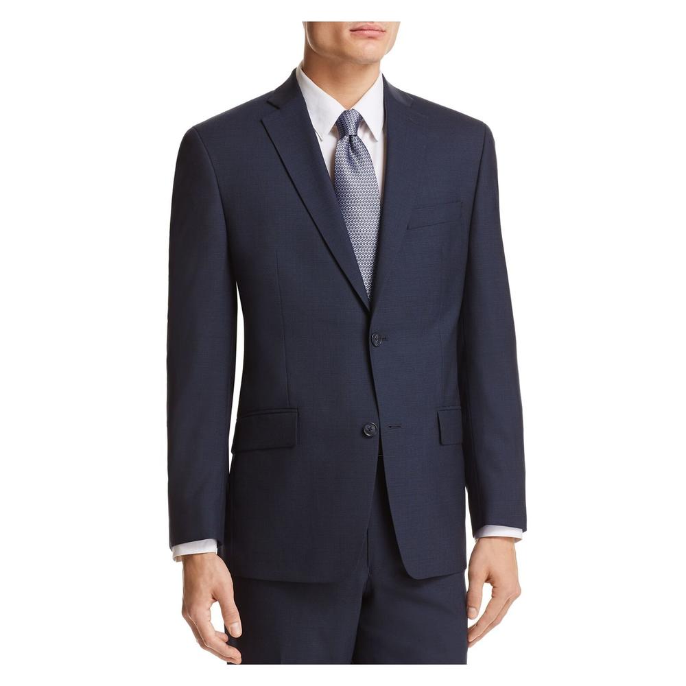 MICHAEL KORS Mens Navy Single Breasted, Stretch, Classic Fit Wool Blend Suit Separate Blazer Jacket 42L