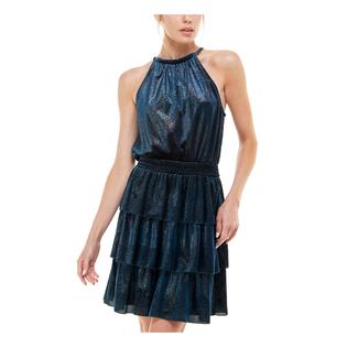 Speechless SPEECHLESS Womens Ruffled Short Dress Navy Glitter Sleeveless Halter Party Solid Smocked Waist Lined Juniors 7 Speechless SPEECHLESS Womens Ruffled Short Dress Navy Glitter Sleeveless Halter Party Solid Smocked Waist Lined Juniors 7