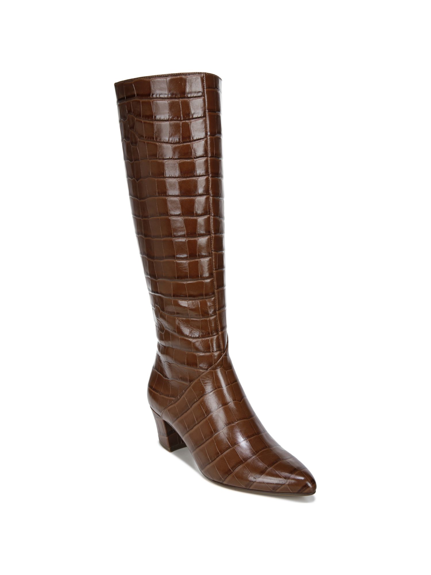 NATURALIZER Womens Brown Crocodile Wide Calf Melanie Leather Heeled Boots 8 W WC
