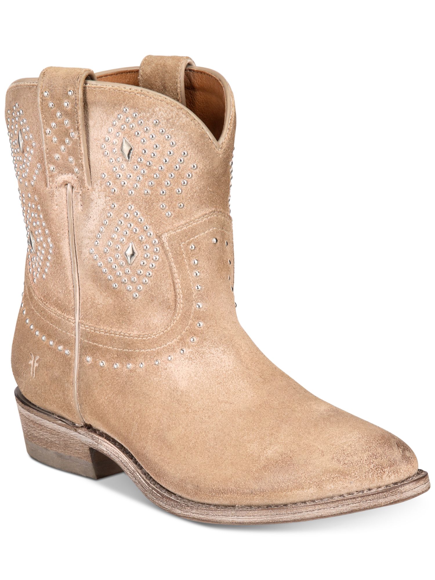 FRYE Womens Beige Western Embellished Padded Billy Pointed Toe Block Heel Leather Booties 6.5 B