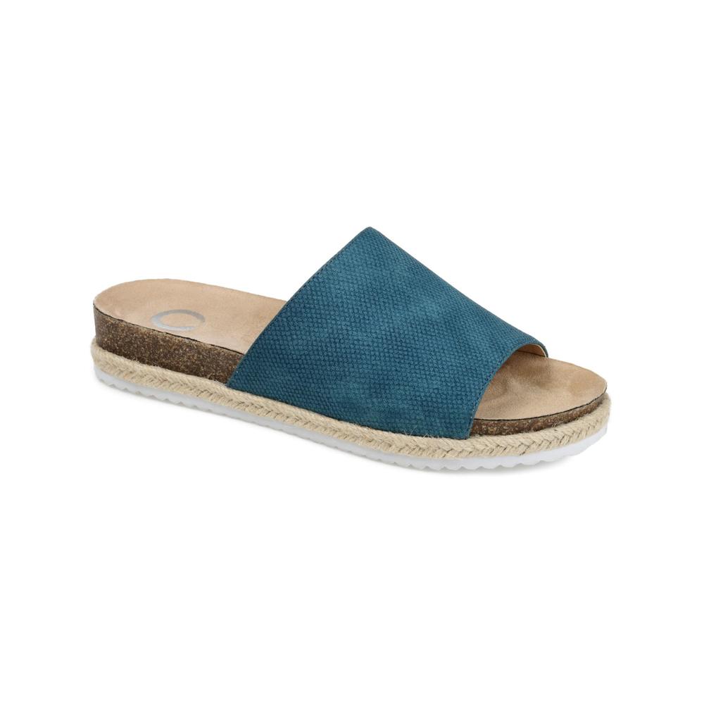 JOURNEE COLLECTION Womens Blue Goring Comfort Slip Resistant Celine Round Toe Platform Slip On Espadrille Shoes 6