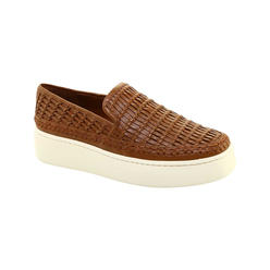 VINCE. Womens Brown 1" Platform Woven Cushioned Stafford Square Toe Platform Slip On Leather Athletic Sneakers Shoes 8.5 M
