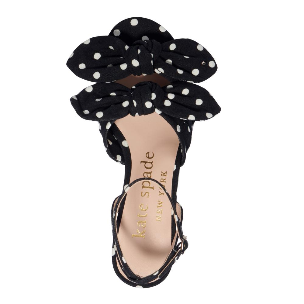 KATE SPADE NEW YORK Womens Black/French Cream Double Julep Wedge Sandals 9.5 B