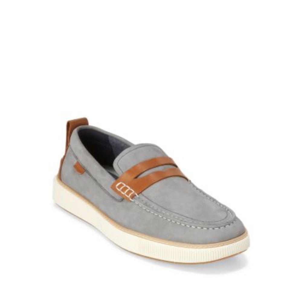 COLE HAAN Mens Gray Penny Cushioned Removable Insole Cloudfeel Weekend Round Toe Wedge Slip On Loafers Shoes 7