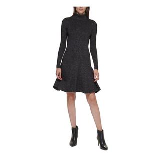 Calvin Klein CALVIN KLEIN Womens Fit + Flare Above The Knee Dress Knit Long Sleeve Party Calvin Klein CALVIN KLEIN Womens Fit + Flare Above The Knee Dress Knit Long Sleeve Party