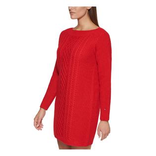 Tommy Hilfiger TOMMY HILFIGER Womens Long Sleeve Boat Neck Short Sweater Dress Tommy Hilfiger TOMMY HILFIGER Womens Long Sleeve Boat Neck Short Sweater Dress