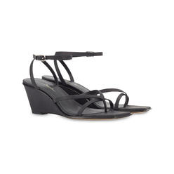 3.1 PHILLIP LIM Womens Black Laura Square Toe Wedge Leather Thong Sandals 38