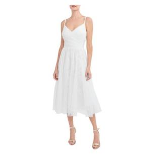AQUA FORMAL Womens Pleated Zippered Tulle Overlay Lined Spaghetti Strap V Neck Midi Evening Fit + AQUA FORMAL Womens Pleated Zippered Tulle Overlay Lined Spaghetti Strap V Neck Midi Evening Fit +