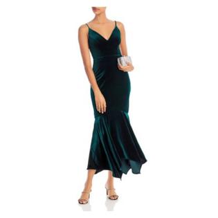AQUA FORMAL Womens Green Stretch Zippered Handkerchief Hem Spaghetti Strap Sweetheart Neckline Maxi Formal Mermaid Dress 6 AQUA FORMAL Womens Green Stretch Zippered Handkerchief Hem Spaghetti Strap Sweetheart Neckline Maxi Formal Mermaid Dress 6