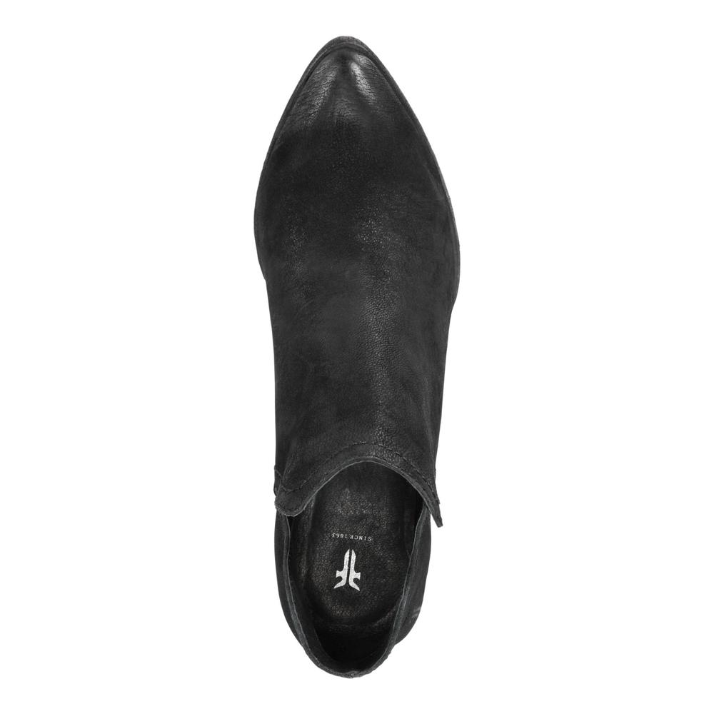 FRYE Womens Black V Notch Cutouts Comfort Logo Jennifer Almond Toe Stacked Heel Slip On Booties 8 M