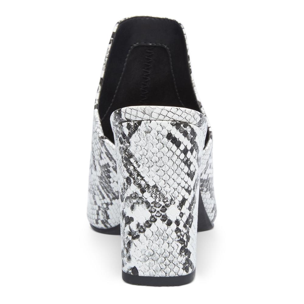 WILD PAIR Womens Black Snake Print Comfort Carlita Pointed Toe Block Heel Slip On Heeled Mules Shoes 7 M