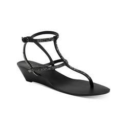 International Concepts INC Womens Black Strappy Adjustable Strap Embellished Madge Almond Toe Wedge Buckle Thong Sandals Shoes 7.5 M
