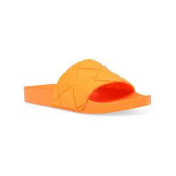 STEVE MADDEN Womens Orange Quilted Sporty Pool Slides Woven Soulful Round Toe Platform Slip On Slide Sandals Shoes 5