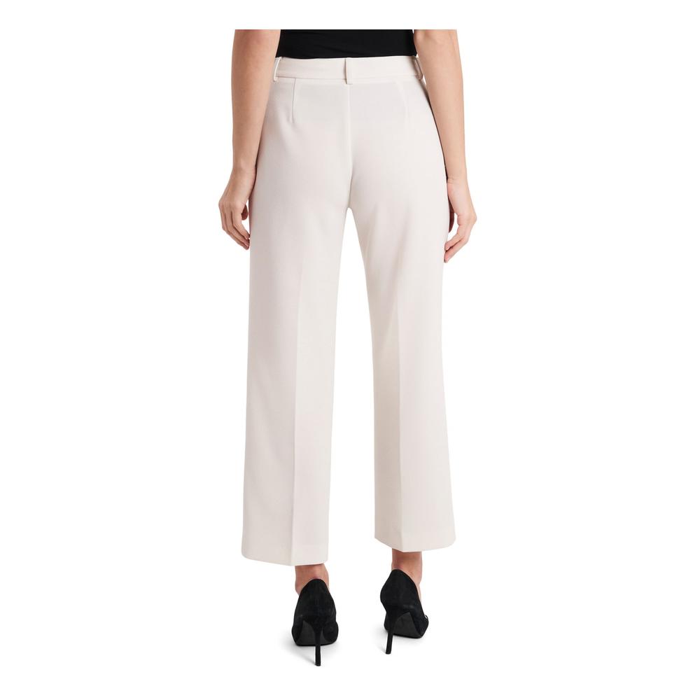 RILEY&RAE Womens Pocketed Zippered Cropped Crepe Wear To Work Wide Leg Pants