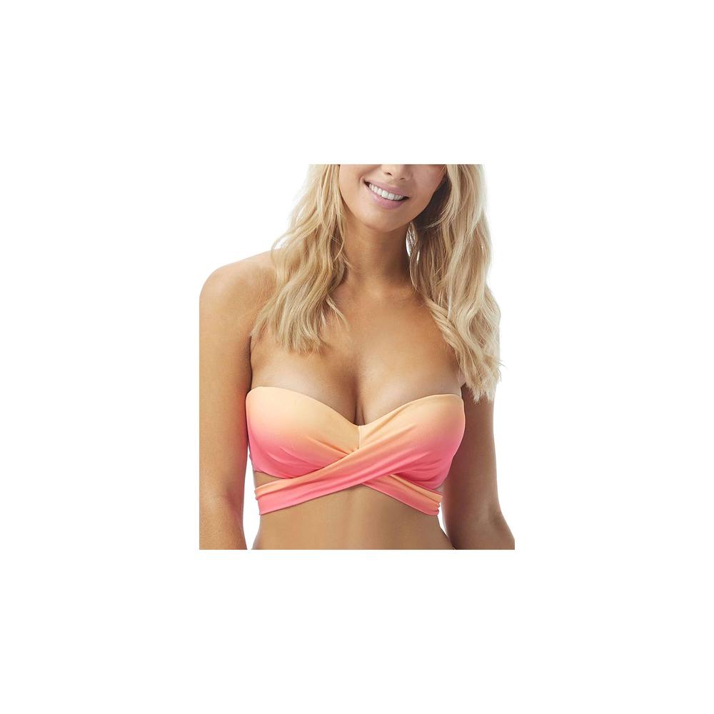 COCO REEF Women's Pink Ombre Stretch Bra-Sized Tie Adjustable Fixed Cups Bandeau Swimsuit Top 32\34C