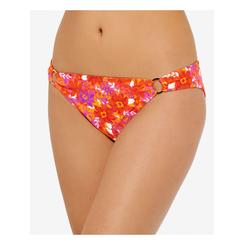 HULA HONEY Women's Orange Floral Ring Detail Lined Bold Bouquet Hipster Swimsuit Bottom XL