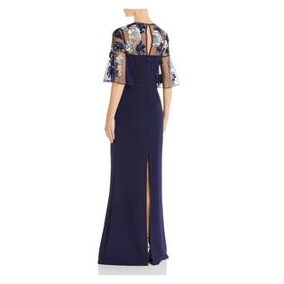 Aidan Mattox AIDAN MATTOX Womens Beaded Lace Short Sleeve V Neck Full-Length Formal Sheath Dress Aidan Mattox AIDAN MATTOX Womens Beaded Lace Short Sleeve V Neck Full-Length Formal Sheath Dress
