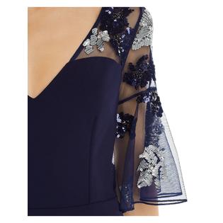 Aidan Mattox AIDAN MATTOX Womens Beaded Lace Short Sleeve V Neck Full-Length Formal Sheath Dress Aidan Mattox AIDAN MATTOX Womens Beaded Lace Short Sleeve V Neck Full-Length Formal Sheath Dress