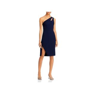AQUA FORMAL Womens Textured Zippered Crepe Keyhole Slitted Sleeveless Asymmetrical Neckline Above The Knee Cocktail Sheath Dress AQUA FORMAL Womens Textured Zippered Crepe Keyhole Slitted Sleeveless Asymmetrical Neckline Above The Knee Cocktail Sheath Dress