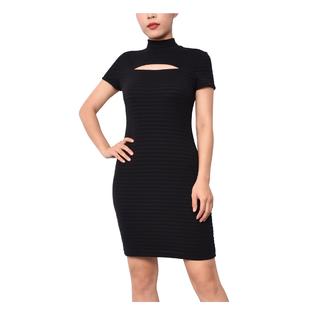 PLANET GOLD Womens Cut Out Ribbed Short Sleeve Mock Short Party Body Con Dress PLANET GOLD Womens Cut Out Ribbed Short Sleeve Mock Short Party Body Con Dress
