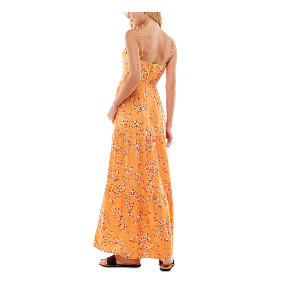 KINGSTON GREY Womens Orange Tie Skirt Spaghetti Strap Maxi Dress XL