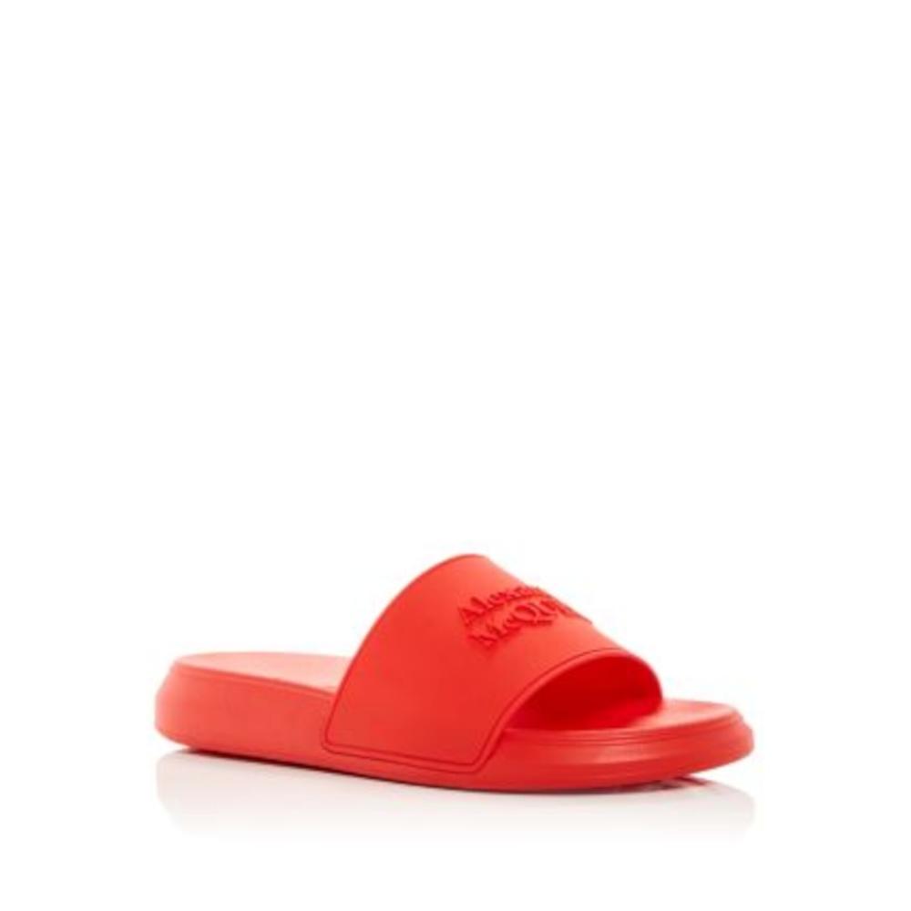 ALEXANDER MCQUEEN Womens Red Logo Comfort Round Toe Platform Slip On Slide Sandals Shoes 40.5