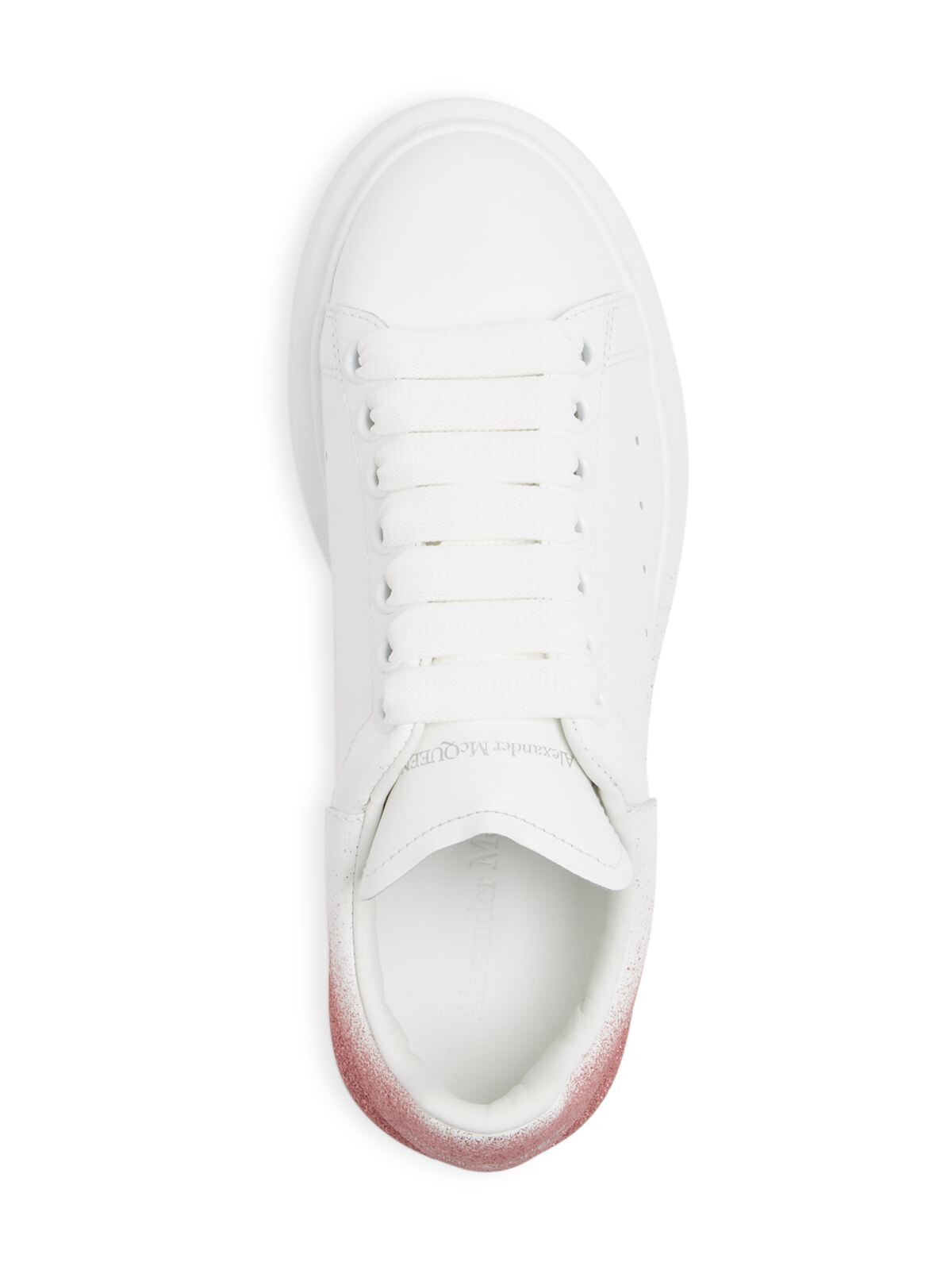 ALEXANDER MCQUEEN Womens White Logo 1-1/2" Platform Glitter Perforated Larry Round Toe Wedge Lace-Up Leather Sneakers Shoes 37.5