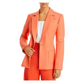 Sergio Hudson Womens Orange Textured Pocketed Lined Shoulder Pads Back Slits Wear to Work Blazer Jacket 10