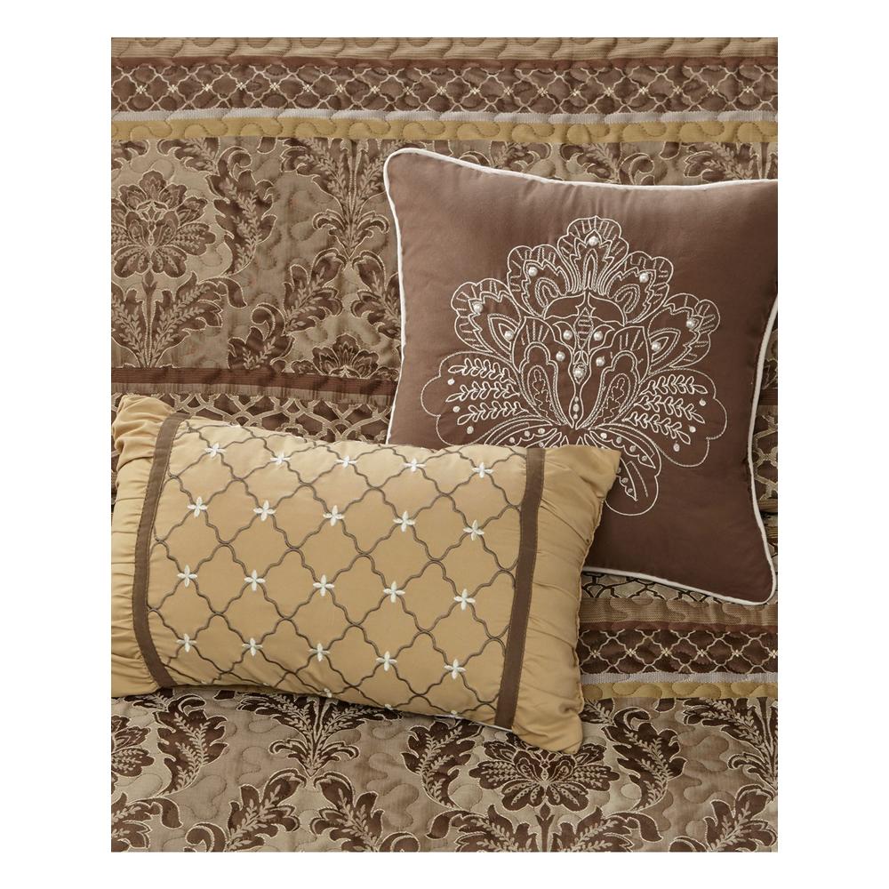 MADISON PARK Bellagio Brown Patterned Queen Bedspread Set