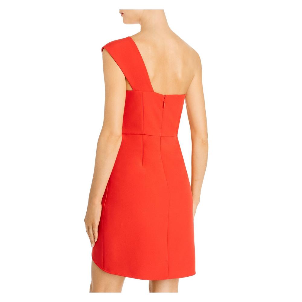 BCBG MAXAZRIA Womens Red Zippered Sleeveless Asymmetrical Neckline Short Cocktail Sheath Dress 6