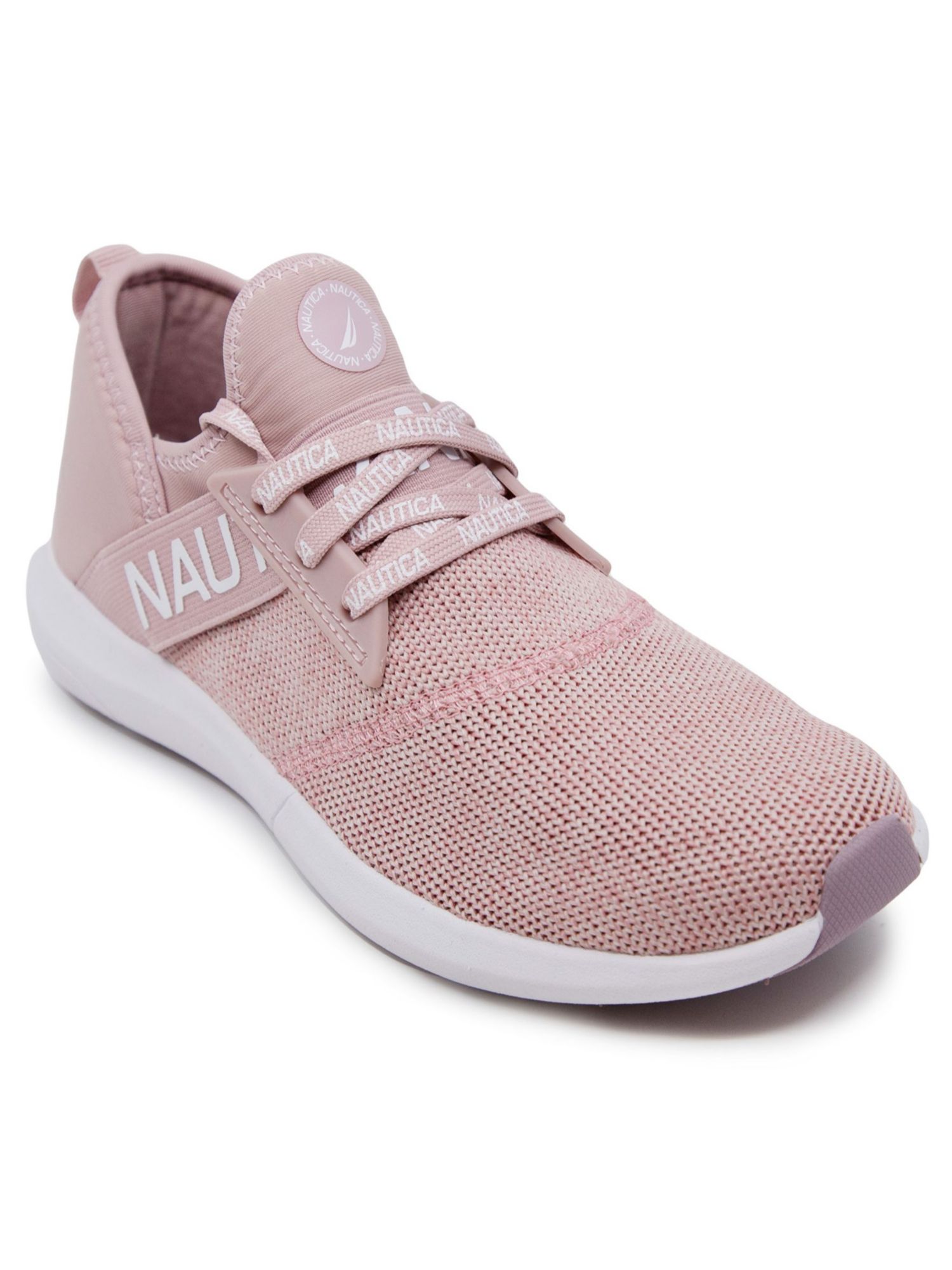 NAUTICA Womens Pink Knit Comfort Beela Round Toe Wedge Lace-Up Athletic Sneakers Shoes 8