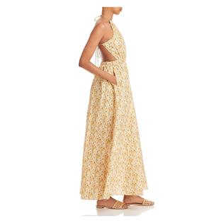Significant Other Womens Tie Floral Sleeveless Halter Maxi Fit + Flare Dress 2 / White Significant Other Womens Tie Floral Sleeveless Halter Maxi Fit + Flare Dress 2 / White