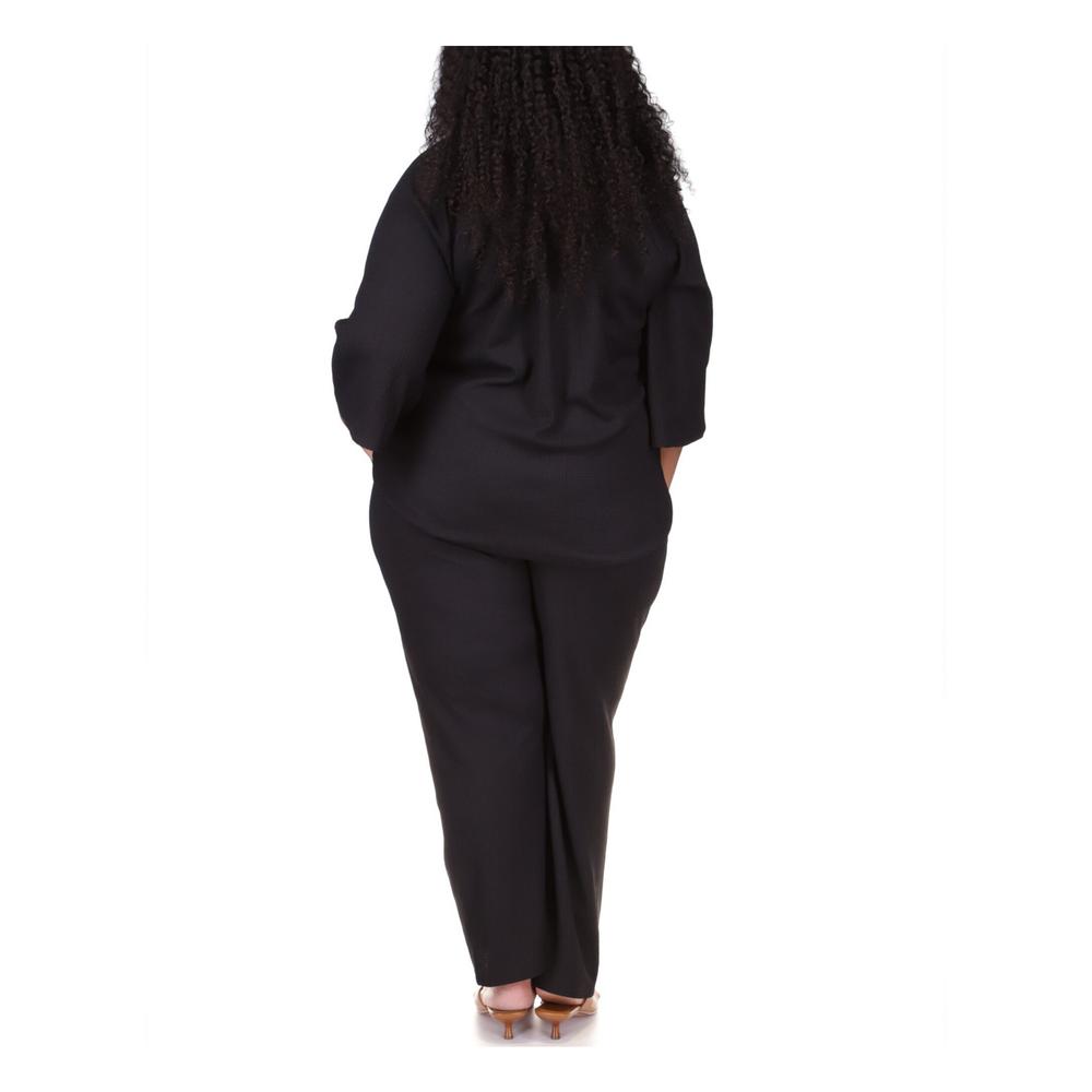 MICHAEL KORS Womens Black Textured Wide Leg Drawstring Waist High Waist Pants Plus 0X