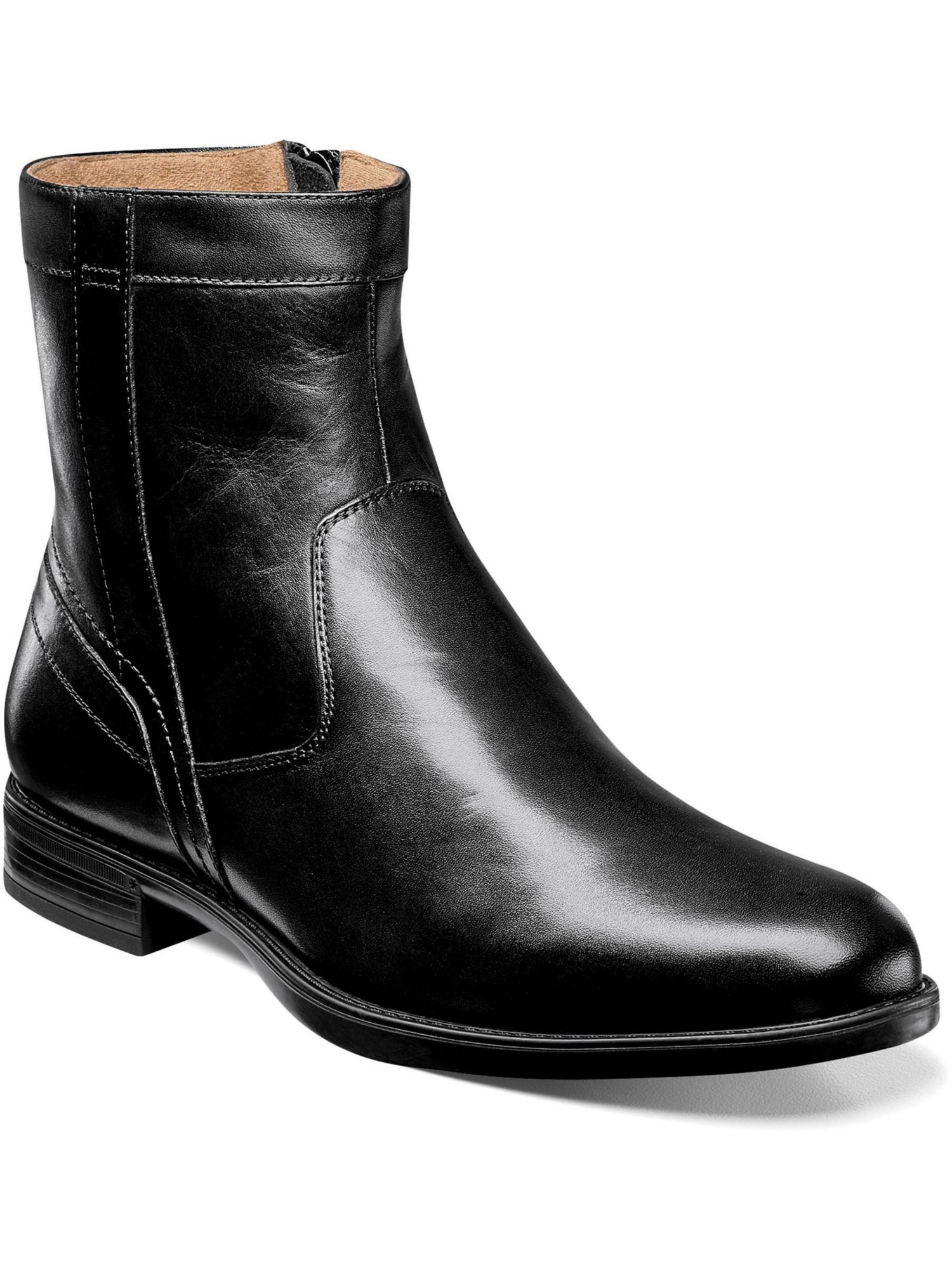 FLORSHEIM Mens Black Cushioned Removable Insole Midtown Round Toe Zip-Up Leather Boots Shoes 15 D
