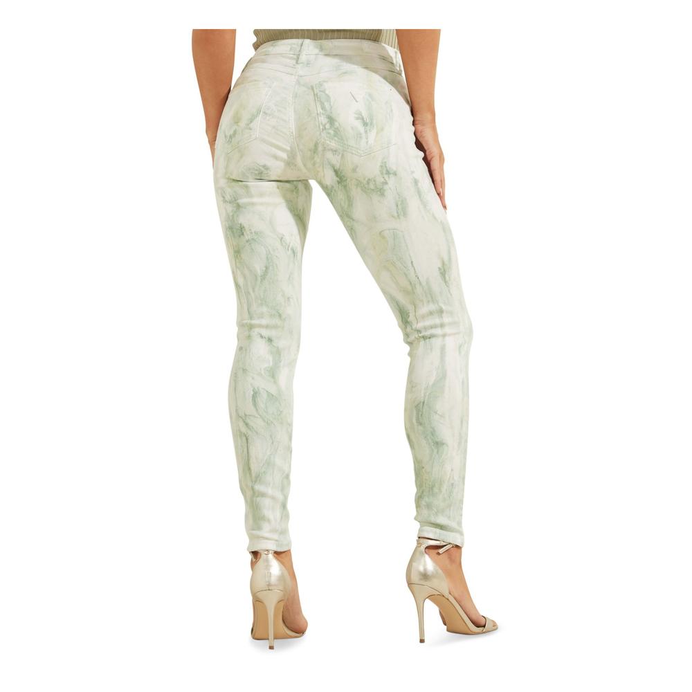 GUESS Womens Green Stretch Zippered Pocketed High Rise Tie Dye Skinny Jeans 24