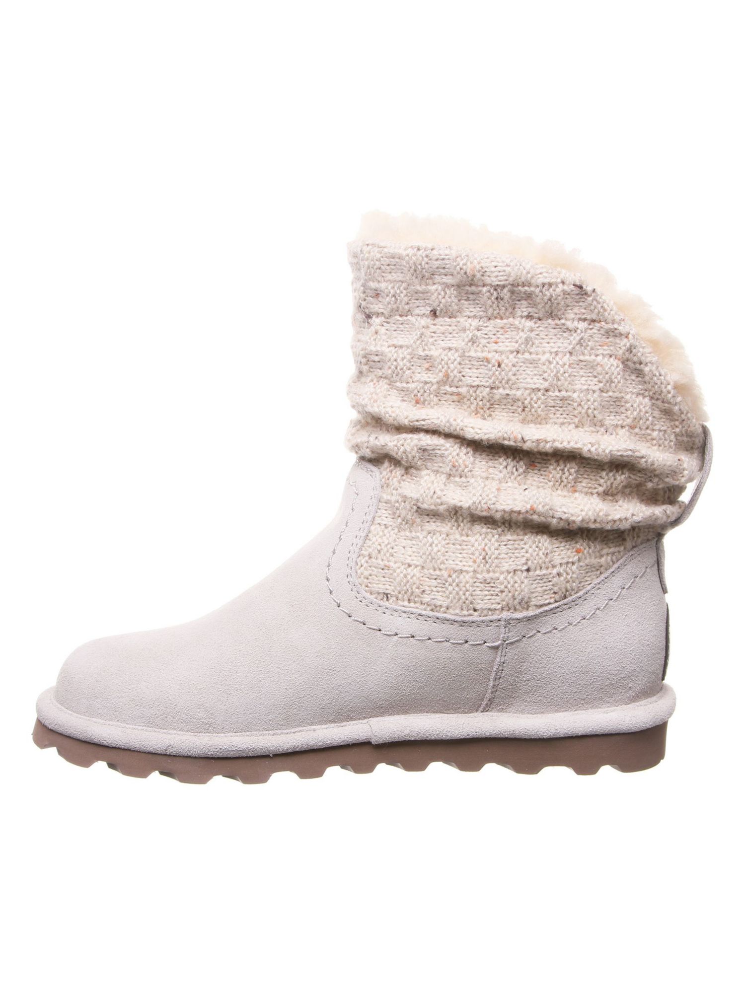 BEARPAW BEAR PAW Womens White Cushioned Ruched Virginia Round Toe Leather Boots Shoes 8