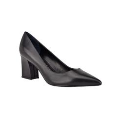 CALVIN KLEIN Womens Black Comfort Lila Pointy Toe Block Heel Slip On Leather Dress Pumps Shoes 7 M