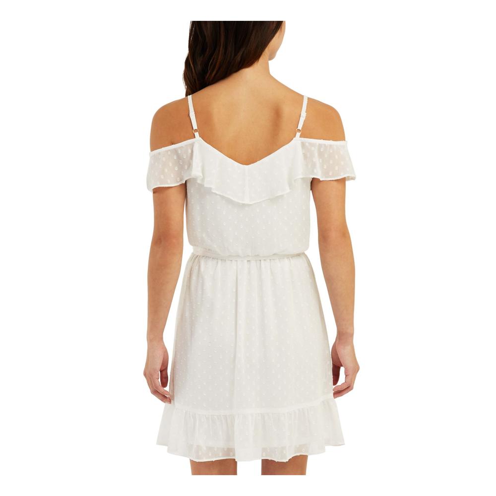 BCX DRESS Womens White Adjustable Straps Tie Lined Dress Juniors M