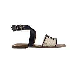 TOMMY HILFIGER Womens Beige Logo Woven Ankle Strap Padded Pazy Square Toe Buckle Sandals Shoes 6 M