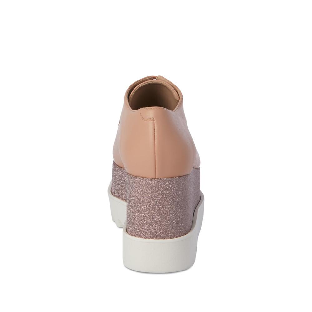 Stella Mccartney STELLAMCCARTNEY Womens Pink 2-1/2" Platform Glitter Cushioned Elyse Almond Toe Wedge Lace-Up Oxford Shoes 37.5