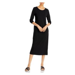Eileen Fisher EILEEN FISHER Womens Black Long Sleeve Crew Neck Midi T-Shirt Dress Petites PP Eileen Fisher EILEEN FISHER Womens Black Long Sleeve Crew Neck Midi T-Shirt Dress Petites PP
